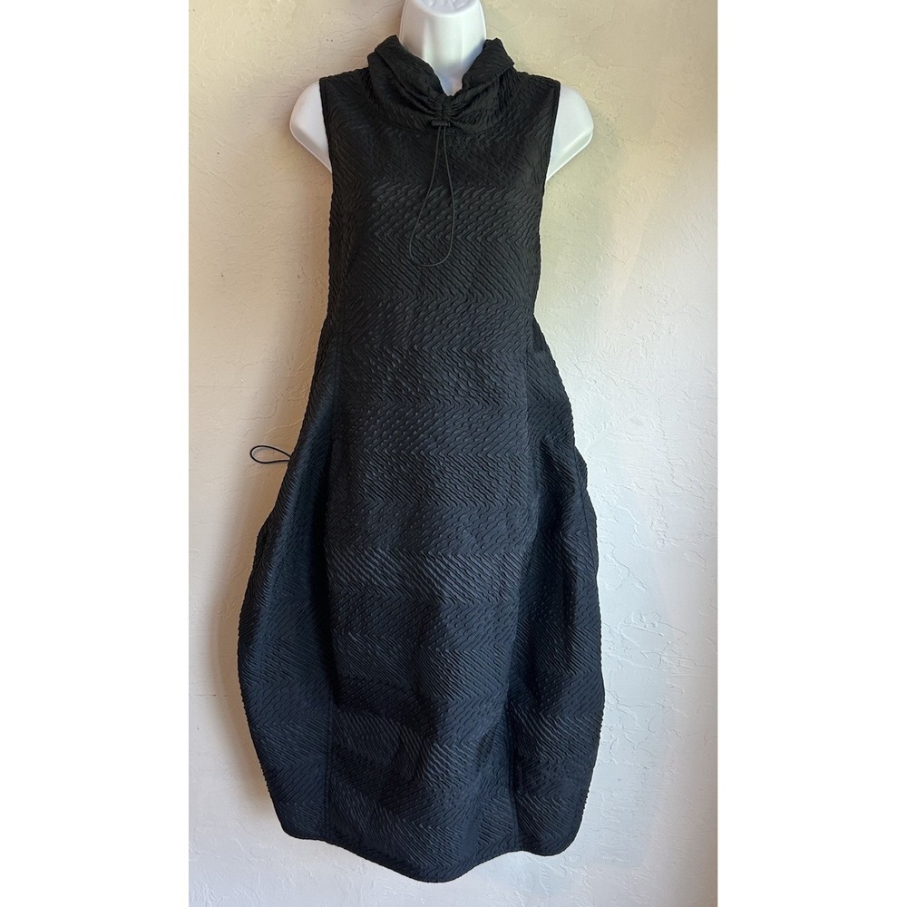 IC By Connie K Black Sleeveless Midi Balloon Dress M Lagenlook Avant Garde